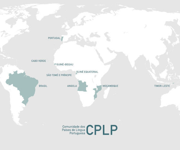 Mapa dos países que assinaram o novo acordo ortográfico.